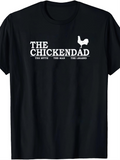 Men's T-Shirt The Chickendad Playful White Text With Rooster Graphic In Center
