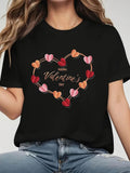 Women's T-Shirt Happy Valentines Day Colorful Heart Shaped Garlands With Delicate Hues Arranged Around Heart