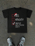 Men's T-Shirt Innocent Until Proven Guilty With Red Santa Hat Cartoon Checkboxes T Shirt