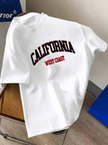 Men's T-Shirt California West Coast Bold Lettering On Clean White Cotton T Shirt