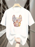 Men's T-Shirt Colorful Abstract Lines Forming A French Bulldog Face