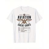 Men's T-Shirt Aviation Cheat Codes With Stylized Plane Engine Among Technical Icons Airplane
