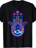 Men's T-Shirt Vivid Blue Lotus And All Seeing Eye Hamsa Hand
