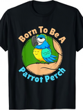 Men's T-Shirt Born To Be A Perched Colorful Parrot In Green Circle
