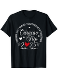 Men's T-Shirt Curacao Trip 2025 Friends With Red Hearts And Decorative Elements Shirt