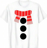 Men's T-Shirt Bold Red Winter Scarf With Large Black Circular Dots Snowman