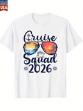 Men's T-Shirt Cruise Squad 2026 Vibrant Reflections With Cruise Ship And Sunset Sunglasses
