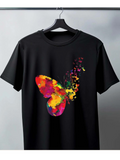 Men's T-Shirt Vibrant Multicolored Paint Splashes Forming A Unique Butterfly