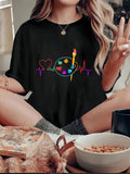 Women's T-Shirt Vivid Colorful Heartbeats With Palette And Artistic Brush