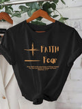 Women's T-Shirt Faith Over Fear With Hand Drawn Cross And Uplifting Scripture Message T Shirt