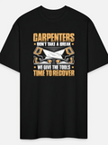 Men's T-Shirt Carpenters Tools And Stars With Metal Saw Surrounded By Bold Lettering