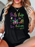Women's T-Shirt Girls Trip With Mardi Gras Mask And Glitter New Orleans