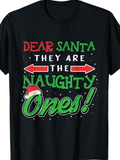 Men's T-Shirt Dear Santa Festive Christmas Lettering With Santa Hat And Playful Arrows Ones