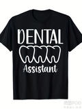 Men's T-Shirt Dental Assistant With Outlined Teeth Under Elegant Letters