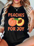 Women's T-Shirt Peaches For Joy With Ripe Summer Fruit Surrounded By Green Leaves Peach