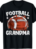 Men's T-Shirt Football Grandma With Bold Text Stars And Classic Brown Ball
