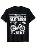 Men's T-Shirt Never Underestimate An Old Man With An E Bike And Helmet Illustration