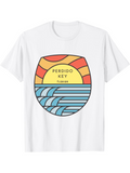 Men's T-Shirt Perdido Key Florida Sunrise Over Blue Ocean With Vibrant Abstract Shield Waves