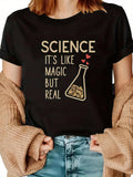 Women's T-Shirt Science Like Magic But Real With Heart Chemistry Flask