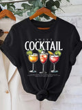 Women's T-Shirt Sweet Cocktail With Citrus Garnish And Icy Refreshing Fruit Glasses Cocktail