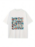 Men's T-Shirt Colorful Abstract Geometric Shapes Forming Artistic Pattern Square