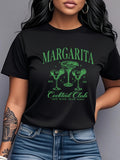 Women's T-Shirt Margarita Cocktail Club Design With Glasses And Lively Green Elements