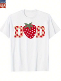 Men's T-Shirt Strawberry With Playful Red And White Heart Patterned Dad Letters