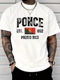 Men's T-Shirt Ponce Est 1692 Puerto Rico With Bold Flag At Center