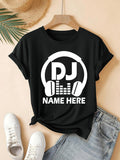 Women's T-Shirt DJ Name Here Bold Headphones With Sound Waves Print