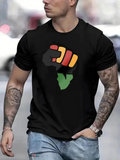 Men's T-Shirt Raised Fist With Abstract African Map Silhouette In Bold Colors