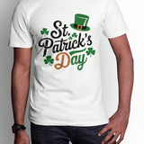 Men's T-Shirt St Patricks Day Green Shamrocks And Hat Under Festive Lettering Day