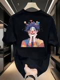 Men's T-Shirt Colorful Party Lights Surrounding A Happy Thoughtful Clown