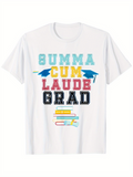 Men's T-Shirt Summa Cum Laude Grad Stacked Colorful Books And Graduation Hats