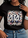 Women's T-Shirt Glowing Pearls And Sparkling Jewels With Ribbons Surrounding 2026 Numbers