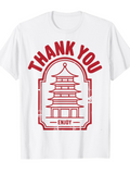 Men's T-Shirt Thank You Enjoy Minimalist Line Drawing Asian Pagoda