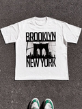 Men's T-Shirt Urban Skyline Bridge Silhouette With Bold Brooklyn New York Letters