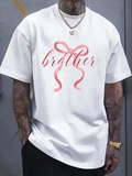 Men's T-Shirt Brother Pink Ribbon With Soft Gentle Curved Flowing Design