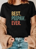 Women's T-Shirt Best Peepaw Ever Vintage Colored Text On Classic Cotton Tee