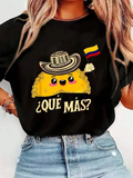 Women's T-Shirt Cute Smiling Taco Wearing Colombian Hat With National Flag And Decorative Elements Taco