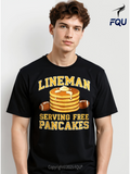 Men's T-Shirt Lineman Serving Free Pancakes Among Football Game With Syrup And Butter Stack Pancake