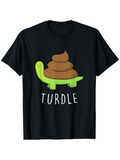 Men's T-Shirt Funny Cartoon Smiling Green Turtle With Brown Poop Shell