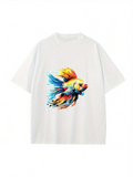 Men's T-Shirt Vibrant Watercolor Splash With Flowing Fins In Bright Betta Fish