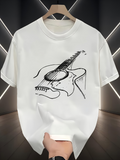 Men's T-Shirt Abstract Sketch Lines With A Flowing Guitar Design