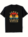 Men's T-Shirt Proud Staffy Grandpa Retro Sun And Paw Print With Dog