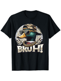 Men's T-Shirt Bruh Cool Mallard Duck With Camouflage Hat Sunglasses And Gold Chain