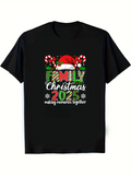 Men's T-Shirt Family Christmas 2023 Making Memories Together Festive Snowflakes With Candy Cane And Santa Hat