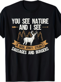 Men's T-Shirt You See Nature And I See Deer With Forest Trees Among Golden Graphic Deer