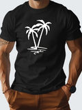 Men's T-Shirt Relaxing Island With Palm Trees Reflected On Gentle Rippling Water
