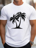 Men's T-Shirt Tropical Island With Two Swaying Palm Trees Under Sunlight Palm Tree