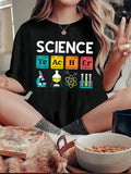 Women's T-Shirt Science Symbols And Colorful Chemistry With Fun Elements Teacher